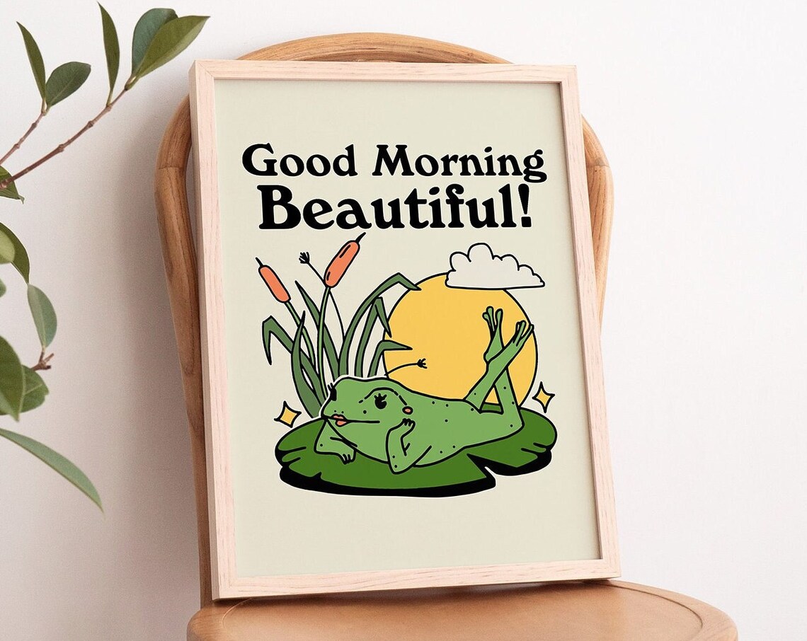 Retro Pinup Frog Positive Quote Vintage Funny Poster