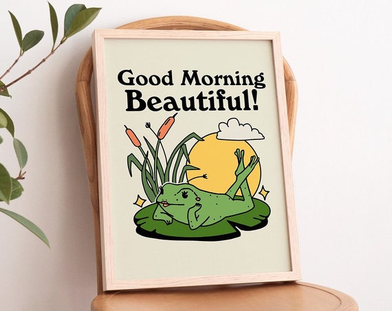 Retro Pinup Frog Positive Quote Vintage Funny Poster