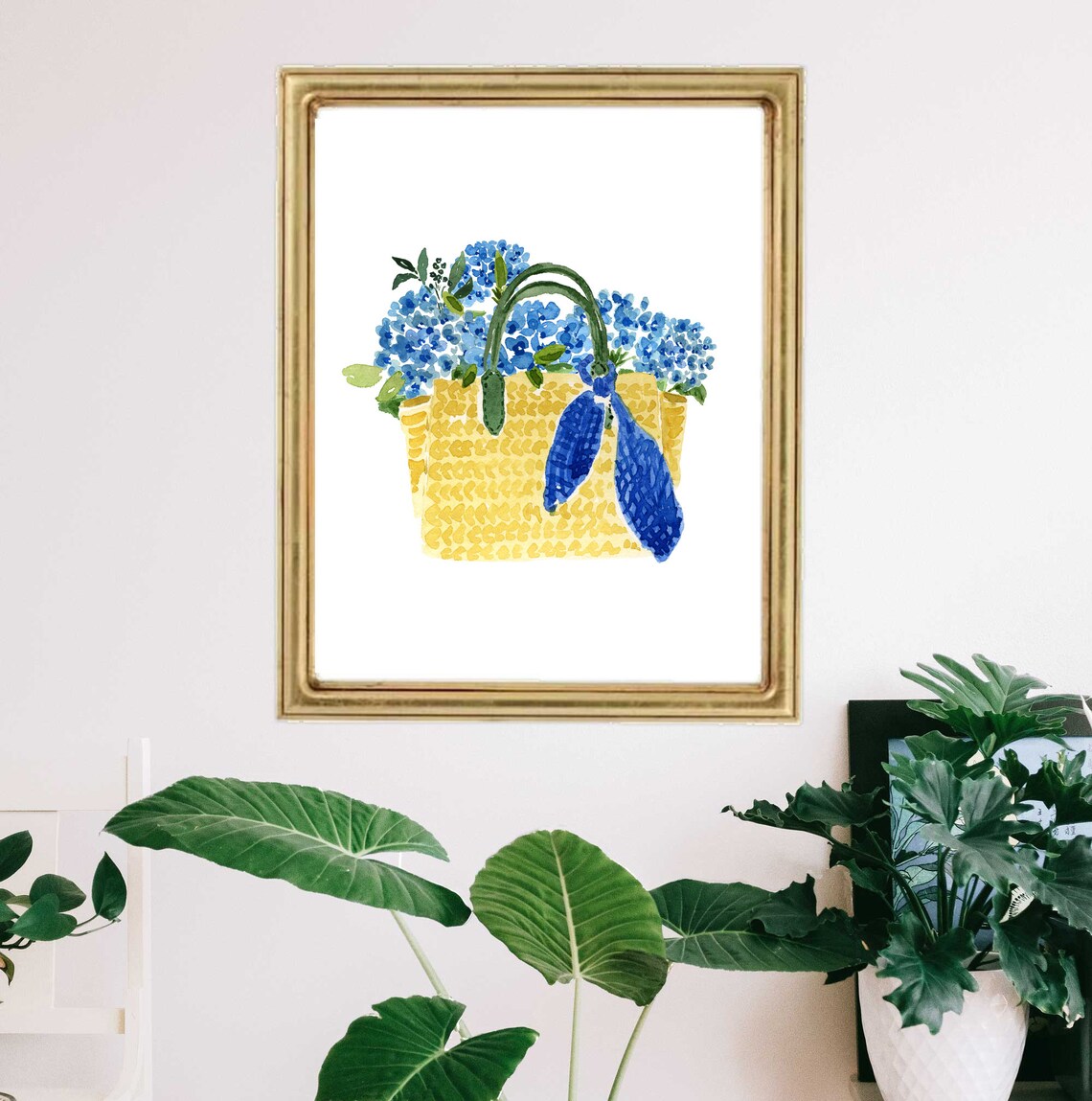 Blue Hydrangea Watercolor Nantucket Tote Art Print - Image 2