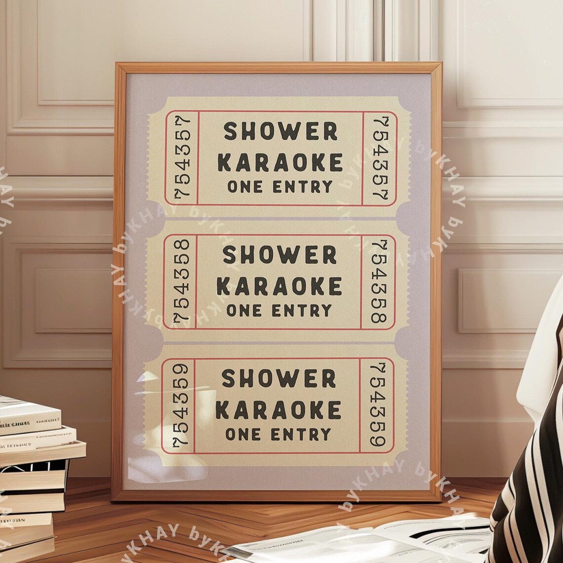Shower Karaoke Ticket, Retro Bathroom Art Print