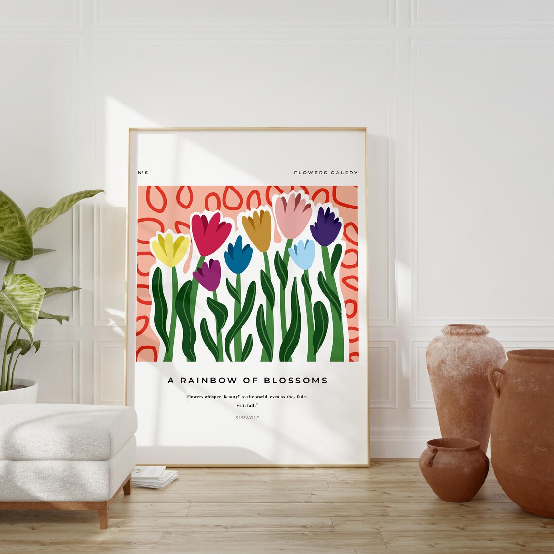 Rainbow Of Blossoms Colorful Tulips Gallery Floral Quote Poster Print