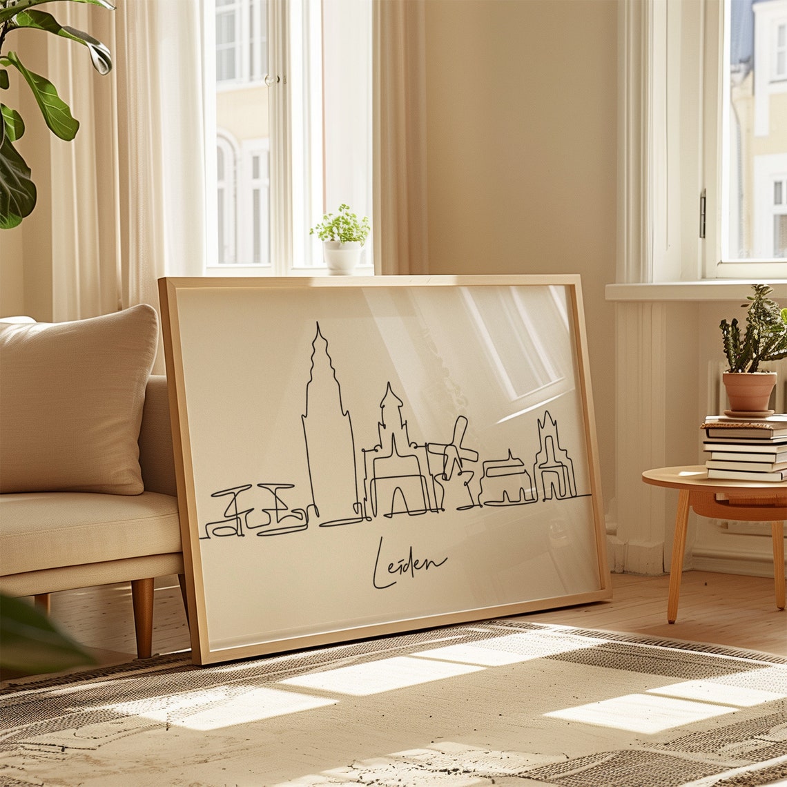Leiden Skyline Horizontal Art Skyline Home Decor Instant Leiden Travel Wall Art Wall Art - Image 3