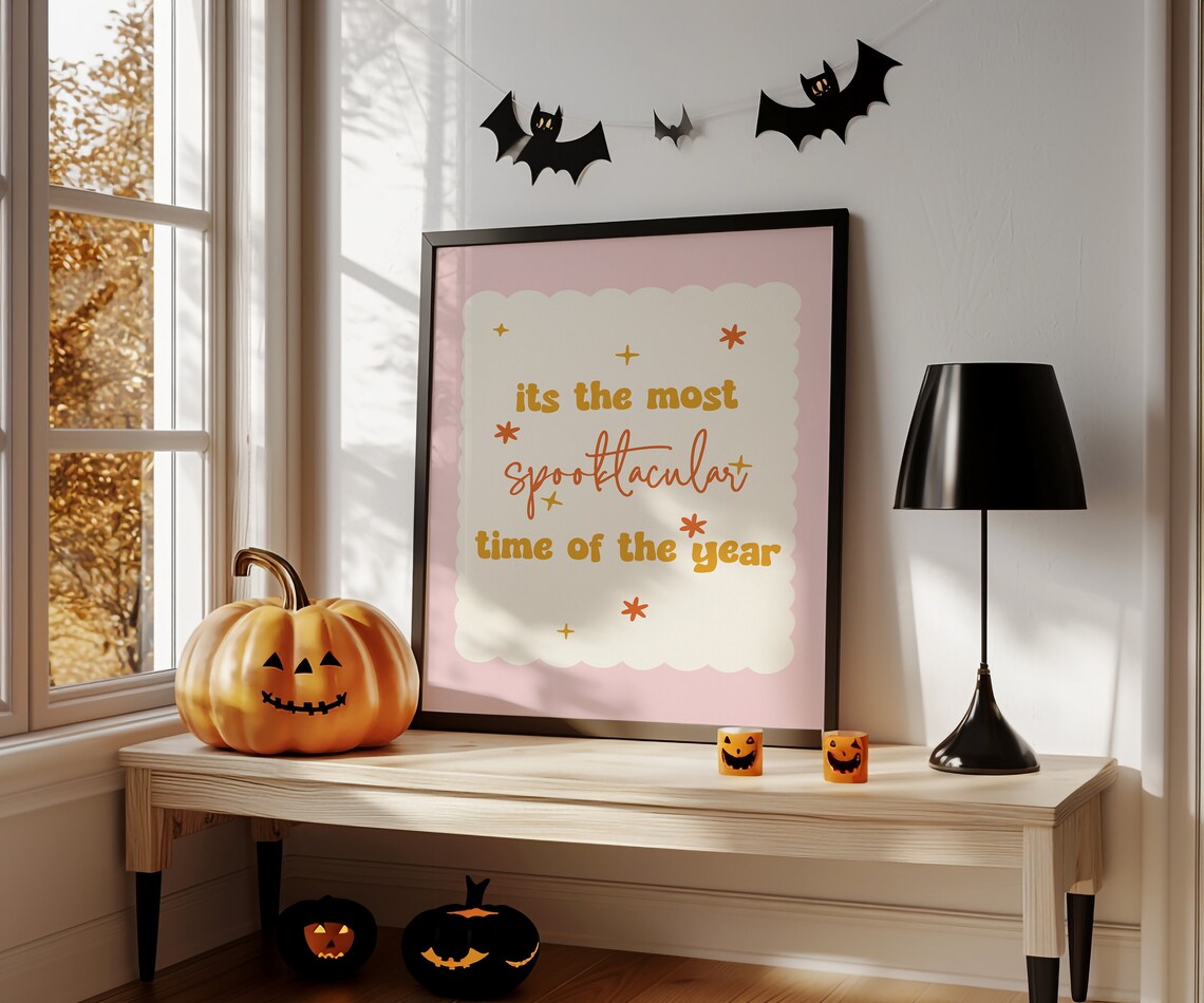 Most Spooktacular Time Of Year Halloween Quote Pink Gold Typography Print - Image 3
