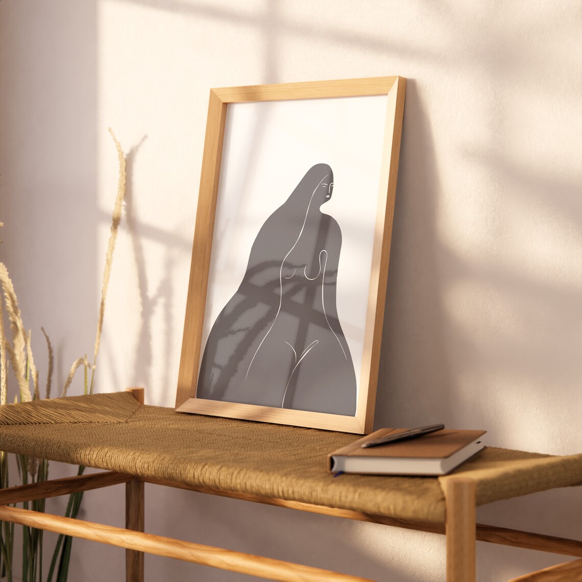 Gray Abstract Woman Silhouette Matisse Style Cut Out Art Poster