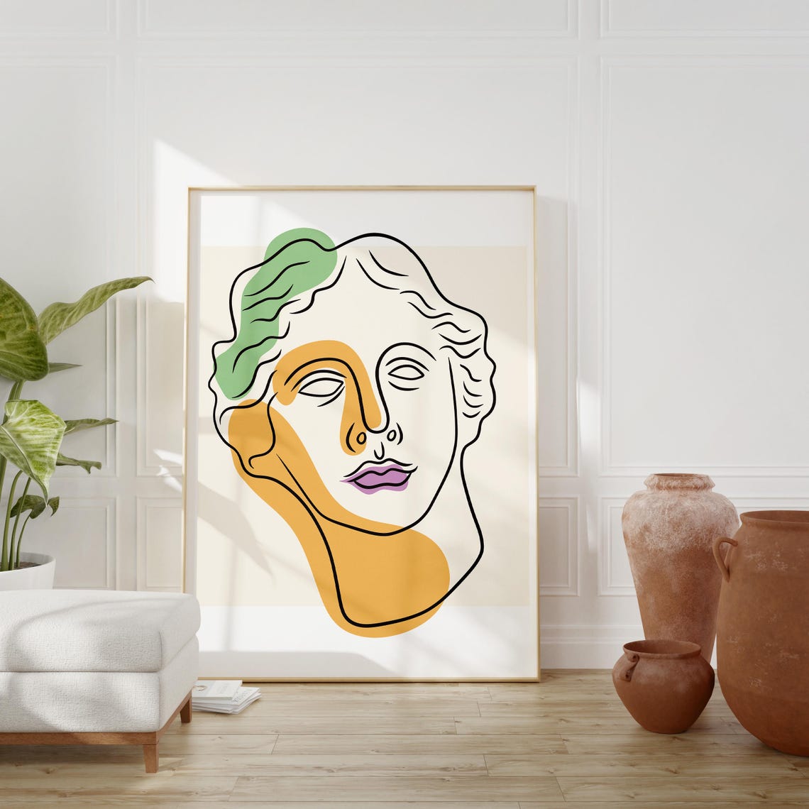 Abstract Venus Statue Line Art Minimalist Face Modern Aesthetic Poster