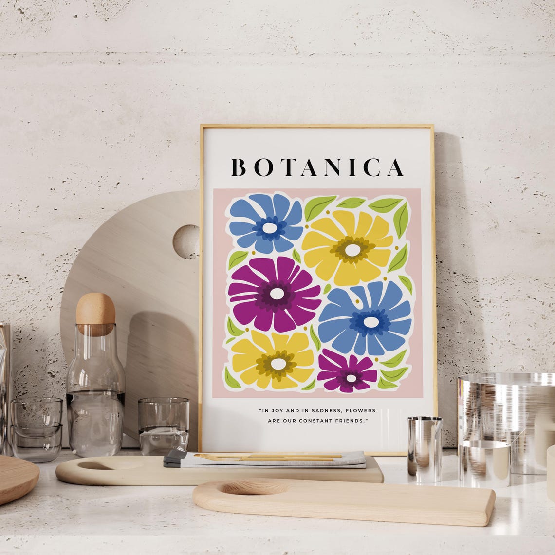 Botanica Colorful Flower Quote Joyful Retro Botanical Bloom Poster - Image 2