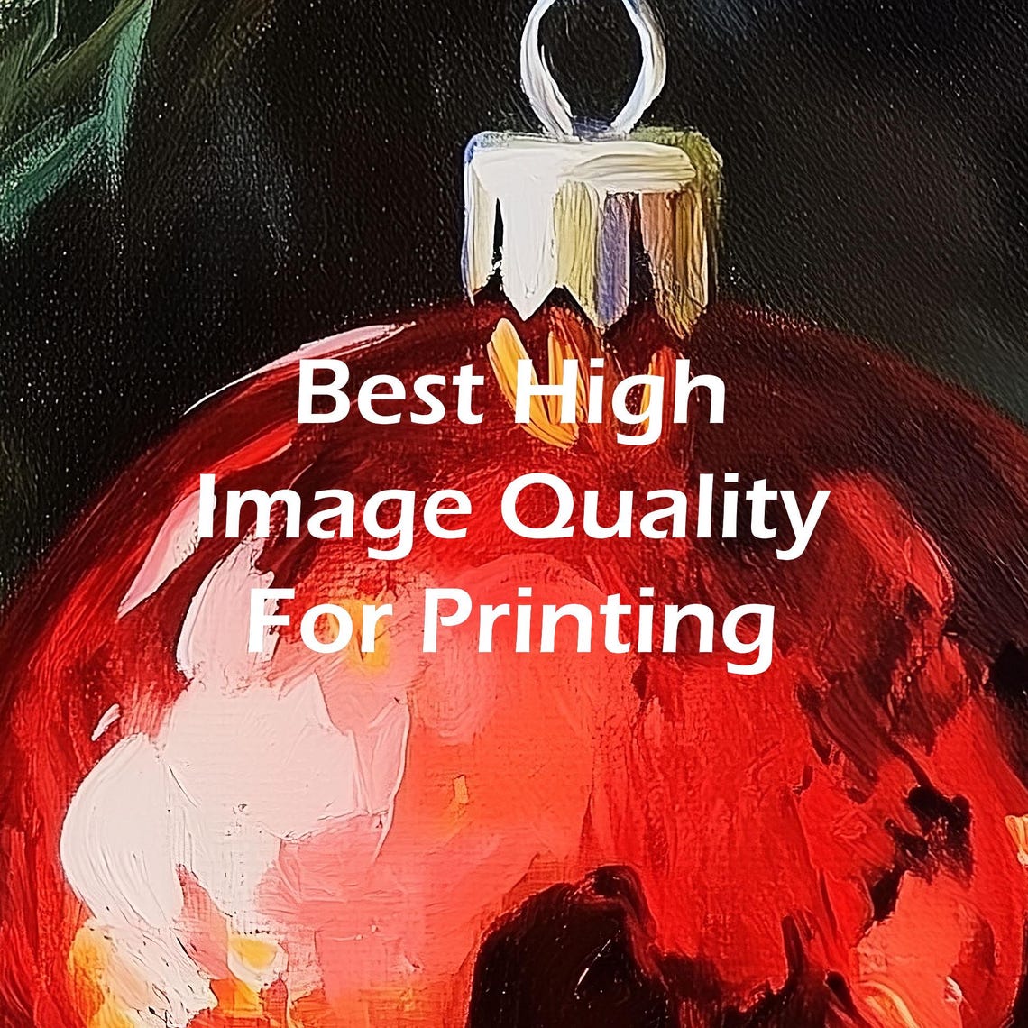 Single Red Bauble on Pine Branch Close Up Christmas Ornament Poster - Image 2