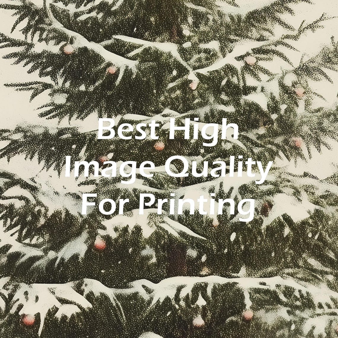 Minimalist Snowy Evergreen Tree on Cream Vintage Botanical Poster - Image 5