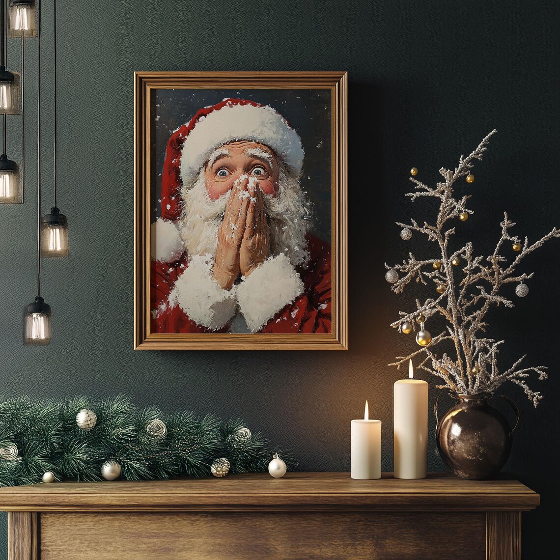 Santa Claus Funny Portrait, Christmas Wall Art - Image 5