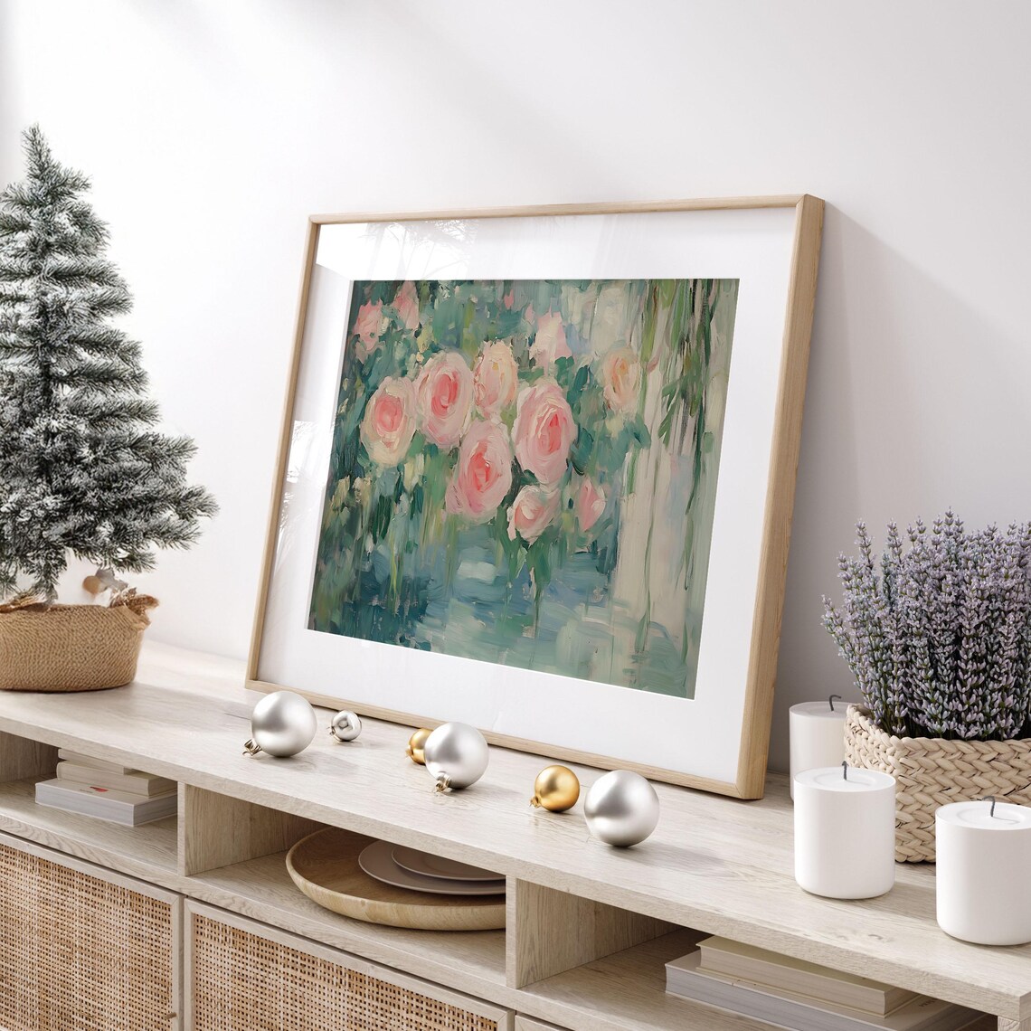 Pink Roses Bouquet Soft Impressionist Floral Oil Painting Poster - Image 2