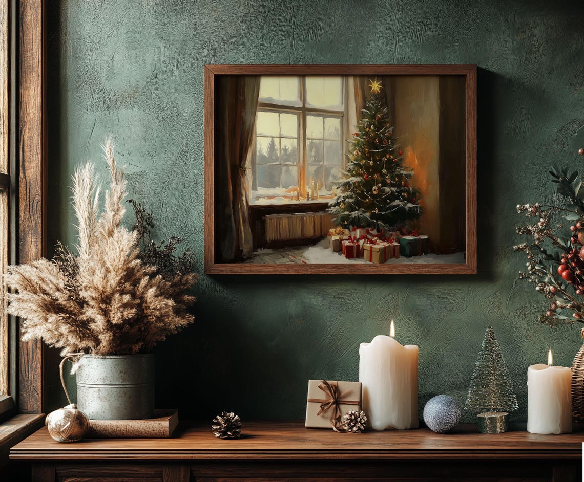 Cozy Christmas Tree by Window with Gifts Warm Holiday Scene Poster - Image 7