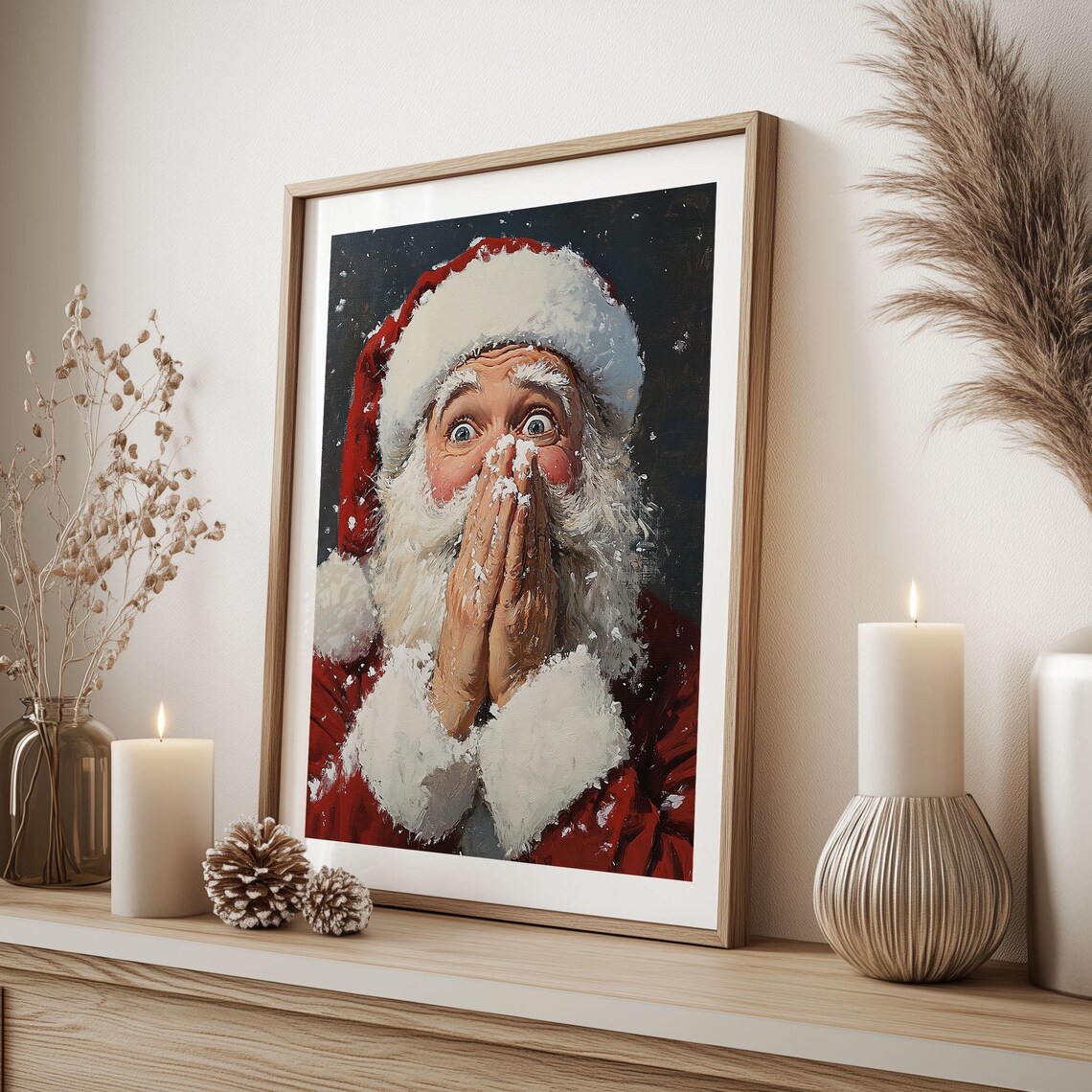 Santa Claus Funny Portrait, Christmas Wall Art - Image 3
