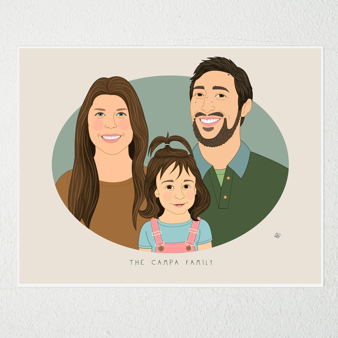 Family BTS Personalized Family of Three Illustration Portrait Poster - Image 6