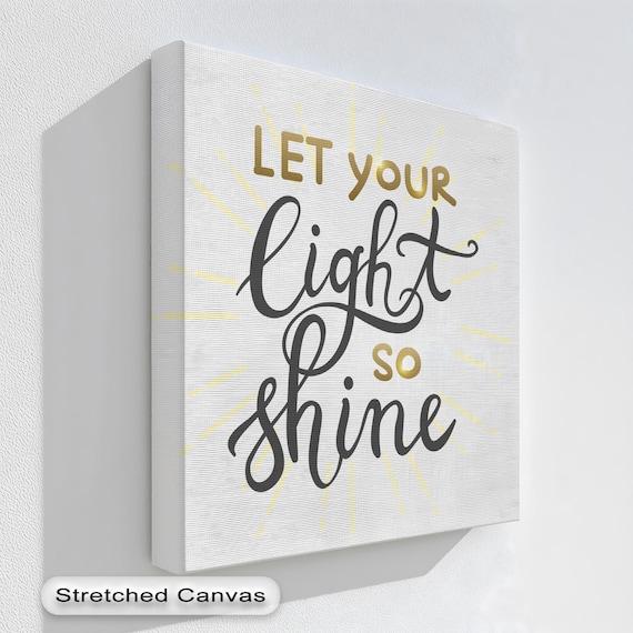 Let Your Light So Shine Gold Sunburst Script Typography Poster