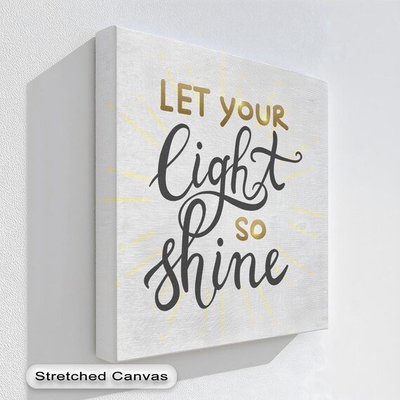 Motivational Sunburst Canvas Art Let Your Light Shine Framed