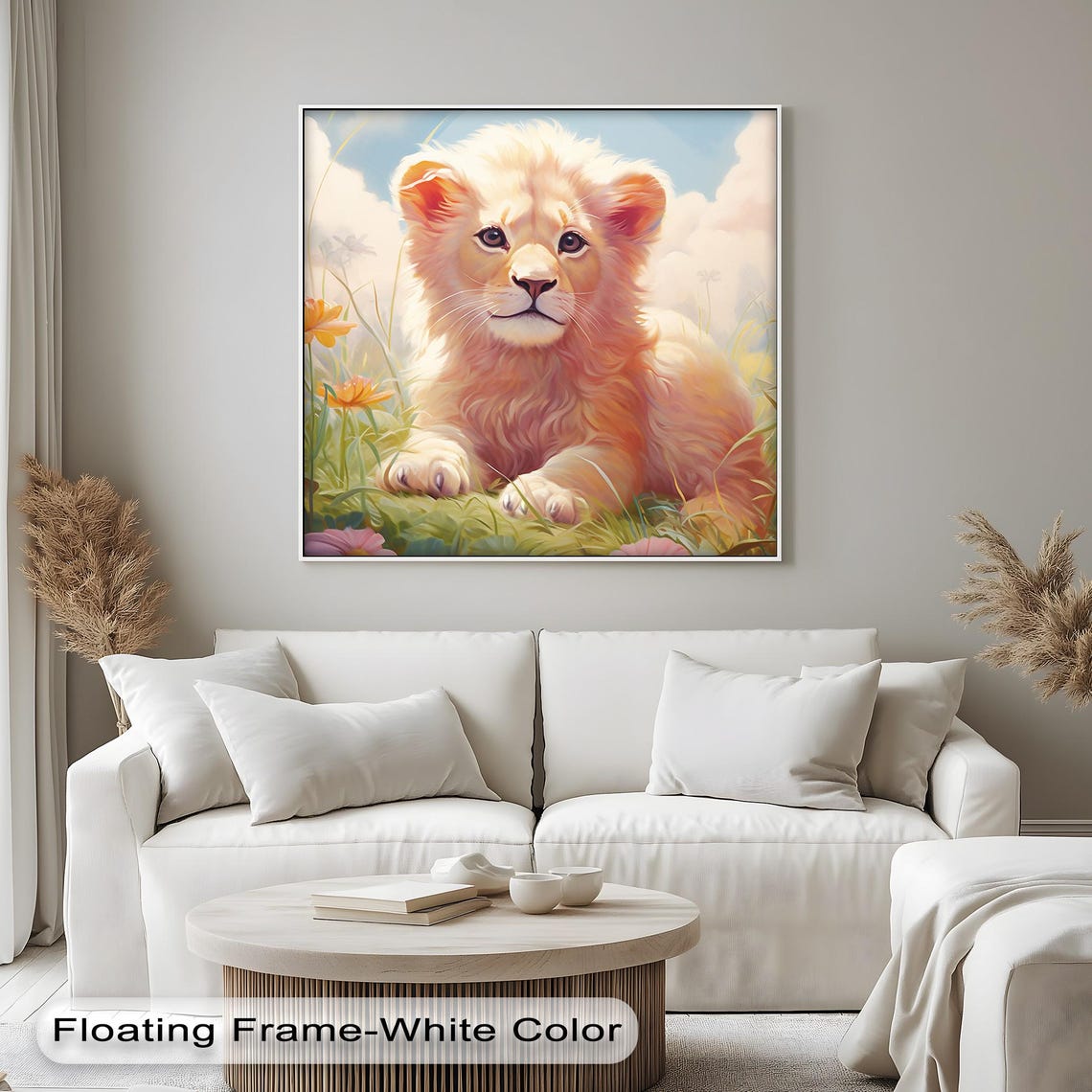 Baby Lion Cub Canvas Print Safari Nursery Art With Black Frame