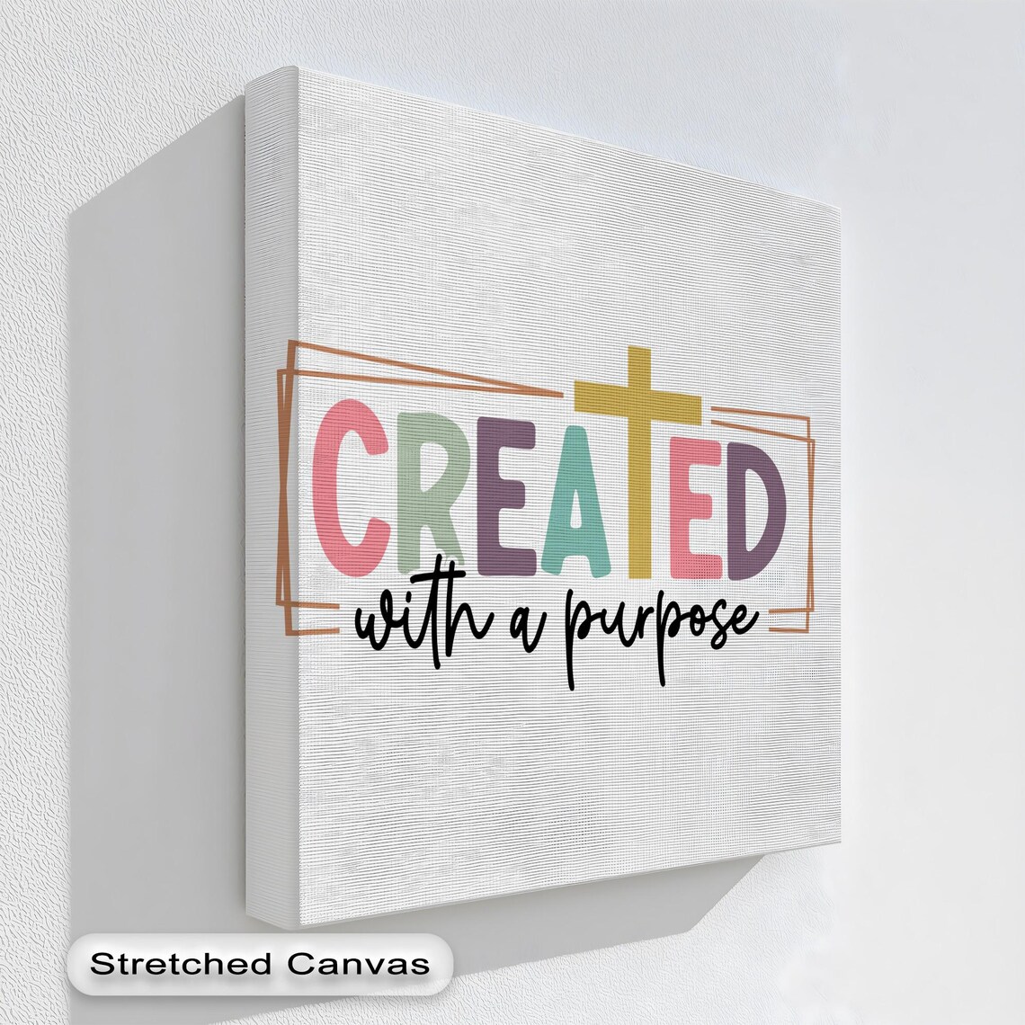 Christian Canvas Wall Art Created With A Purpose Scripture Print Gold Frame