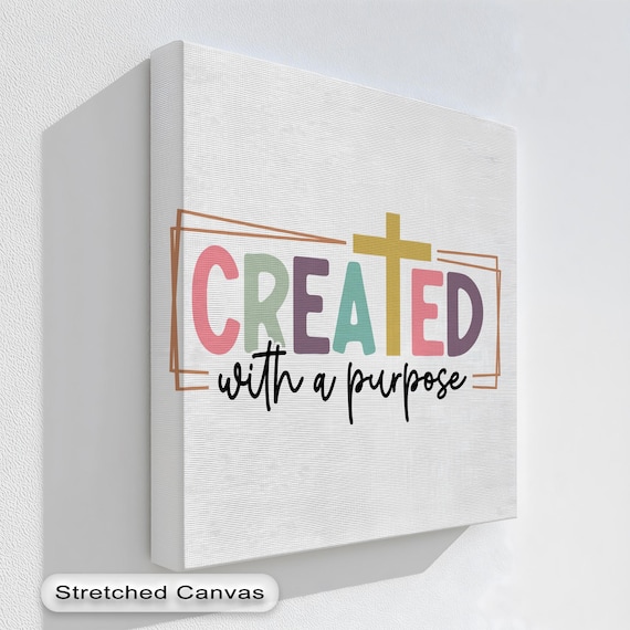Christian Canvas Wall Art Created With A Purpose Scripture Print Gold Frame