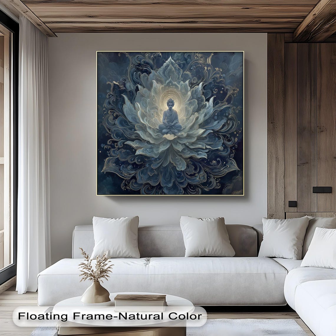 Blue Buddha Canvas Art Zen Meditation Spiritual Framed Wall For Living Room