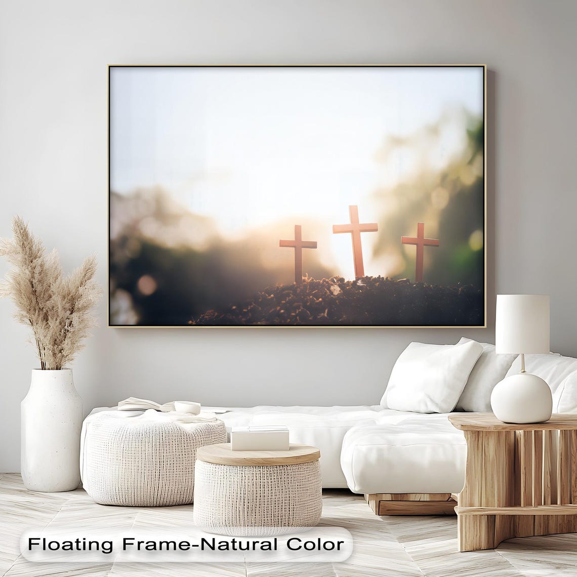 Three Crosses At Sunrise Backlit Silhouette Photo Christian Poster