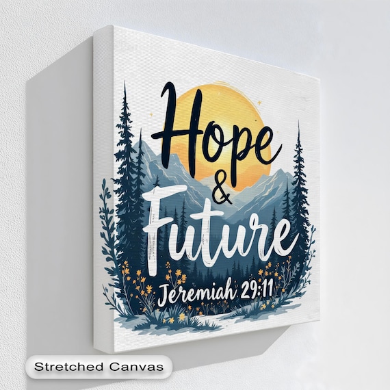Hope And Future Jeremiah 2911 Poster Inspirational Mountain Bible Verse Art