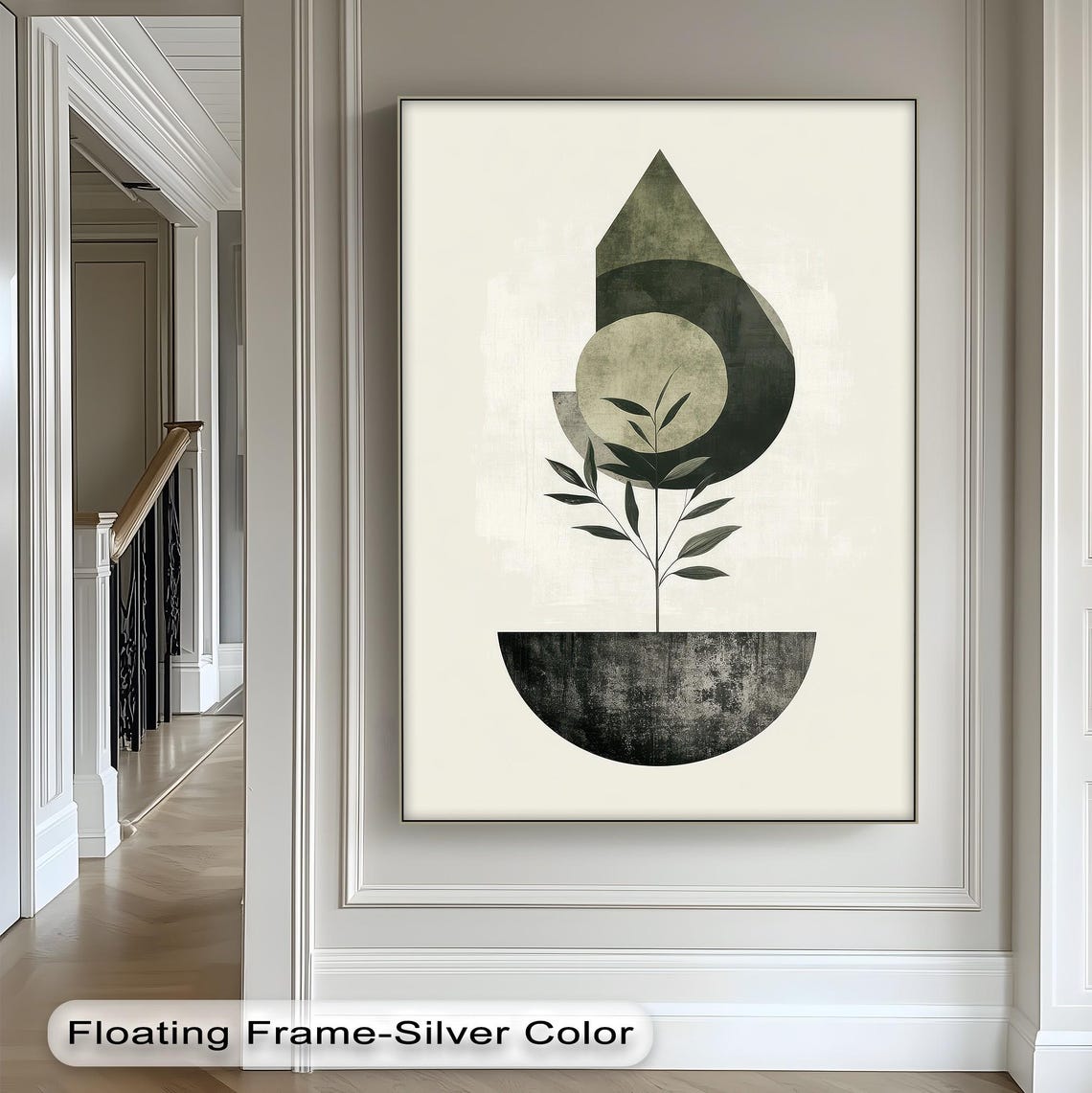 Minimalist Black Cream Abstract Botanical Geometric Plant Wall Poster