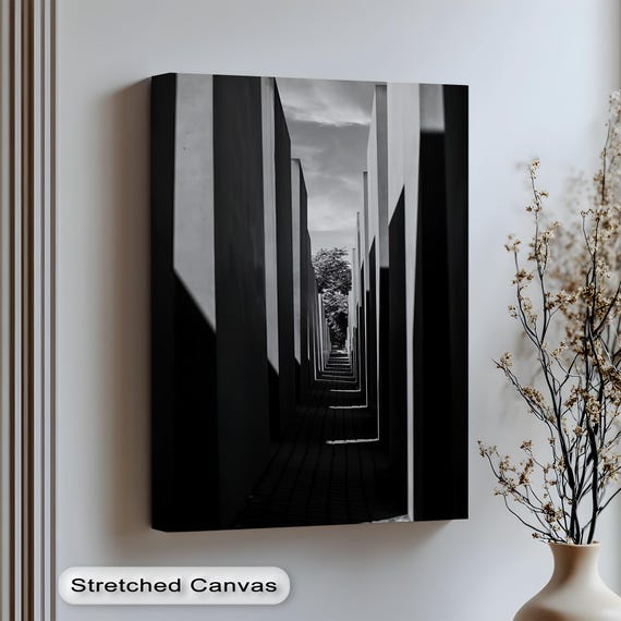 Architectural Shadows Black And White Canvas Wall Art Monochrome Poster Framed Decor