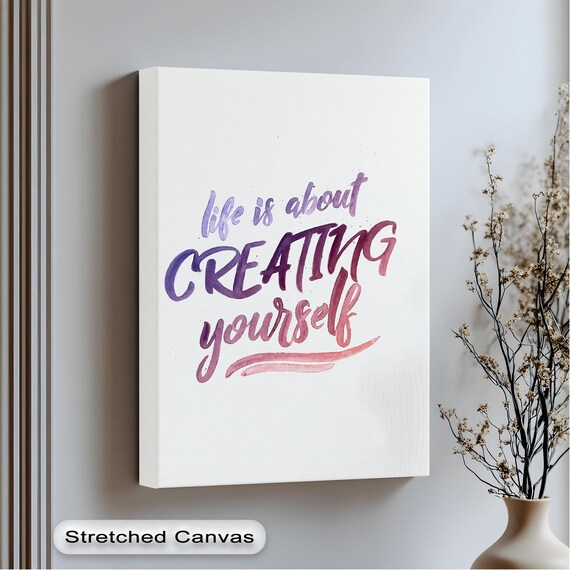 Watercolor Quote Canvas Art Motivational Modern Anthracite Frame
