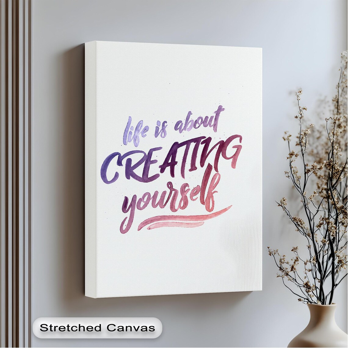 Watercolor Quote Canvas Art Motivational Modern Anthracite Frame
