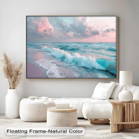 Pastel Ocean Wave Coastal Beach Scene Art Print