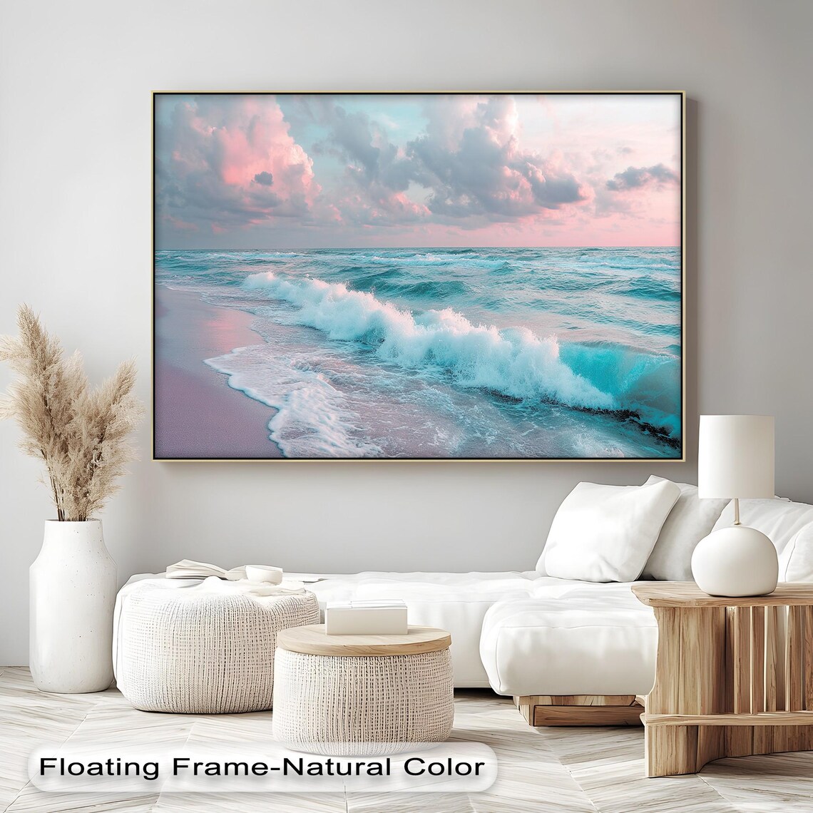 Pastel Ocean Wave Coastal Beach Scene Art Print