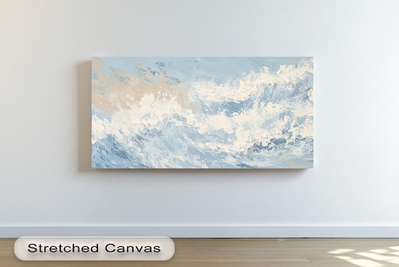 Abstract Ocean Wave Pastel Blue Foam Panoramic Coastal Seascape Wall Art