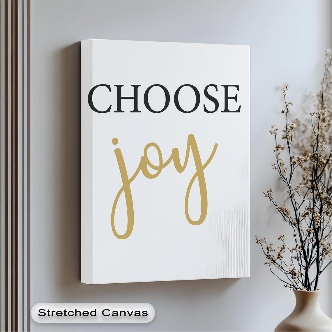 Choose Joy Black And Gold Minimalist Typography Canvas Wall Art
