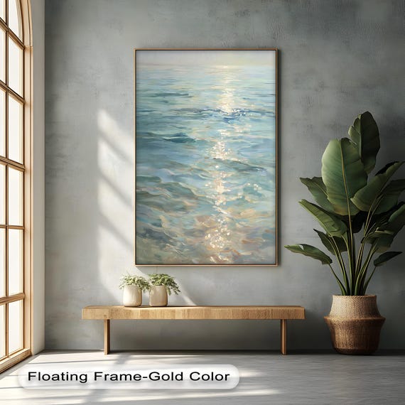 Sunlit Sea Waves Coastal Art Print