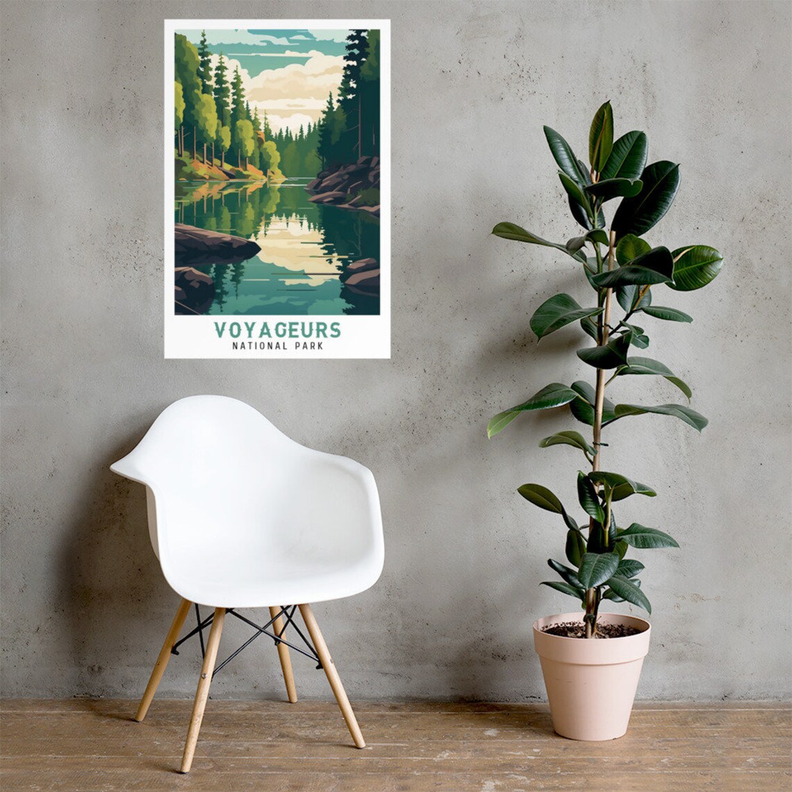 Voyageurs National Park Mirror Lake Pine Forest Vintage Travel Poster - Image 2