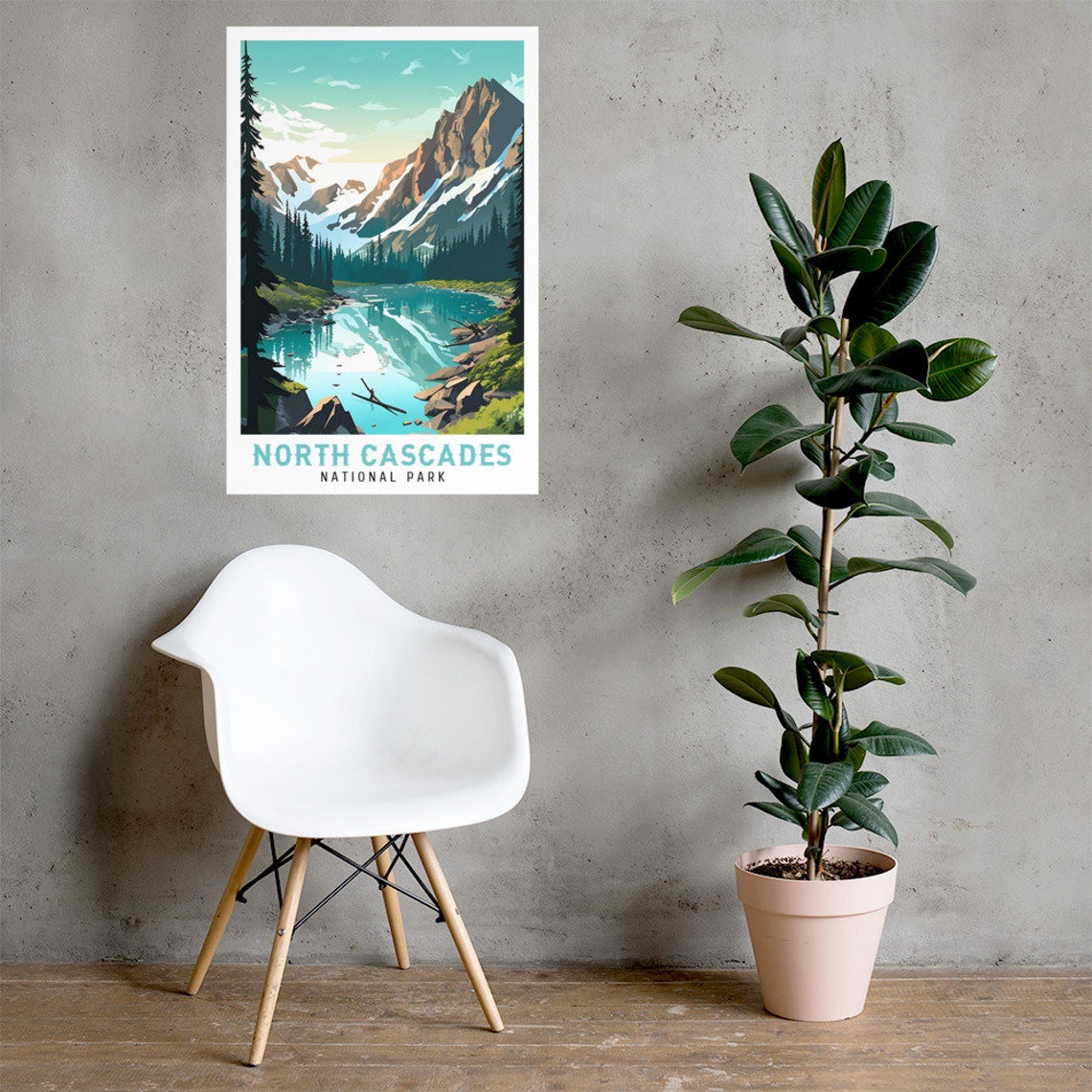 North Cascades National Park Alpine Lake Peaks Vintage Travel Poster - Image 2