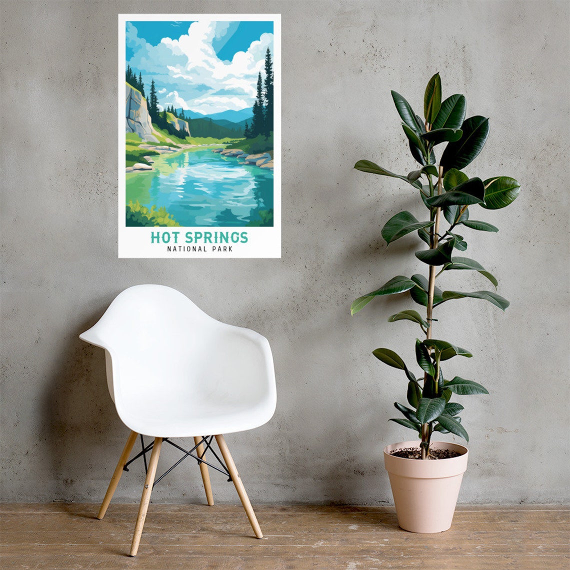 Hot Springs National Park Turquoise Springs Pine Vintage Travel Poster - Image 2