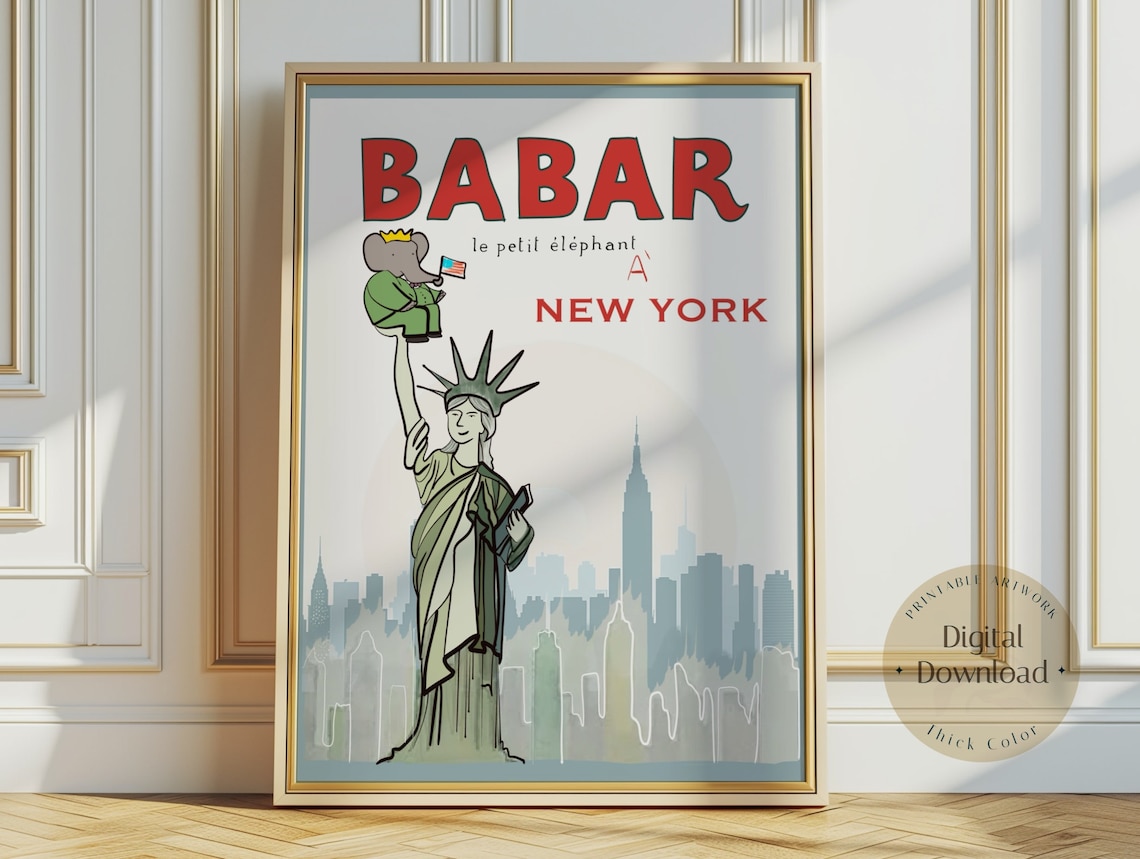 Babar The Elephant Retro Kids Decor Poster