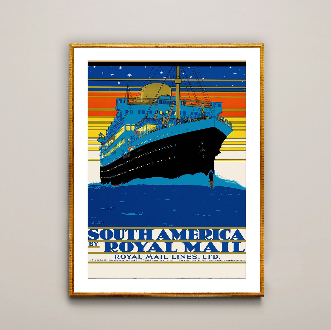 South America by Royal Mail Lines Ltd Vintage Ocean Liner Poster