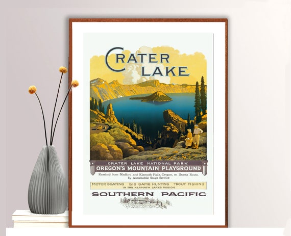 Crater Lake National Park Vintage Travel Poster Poster Paper Or Print Gift Idea