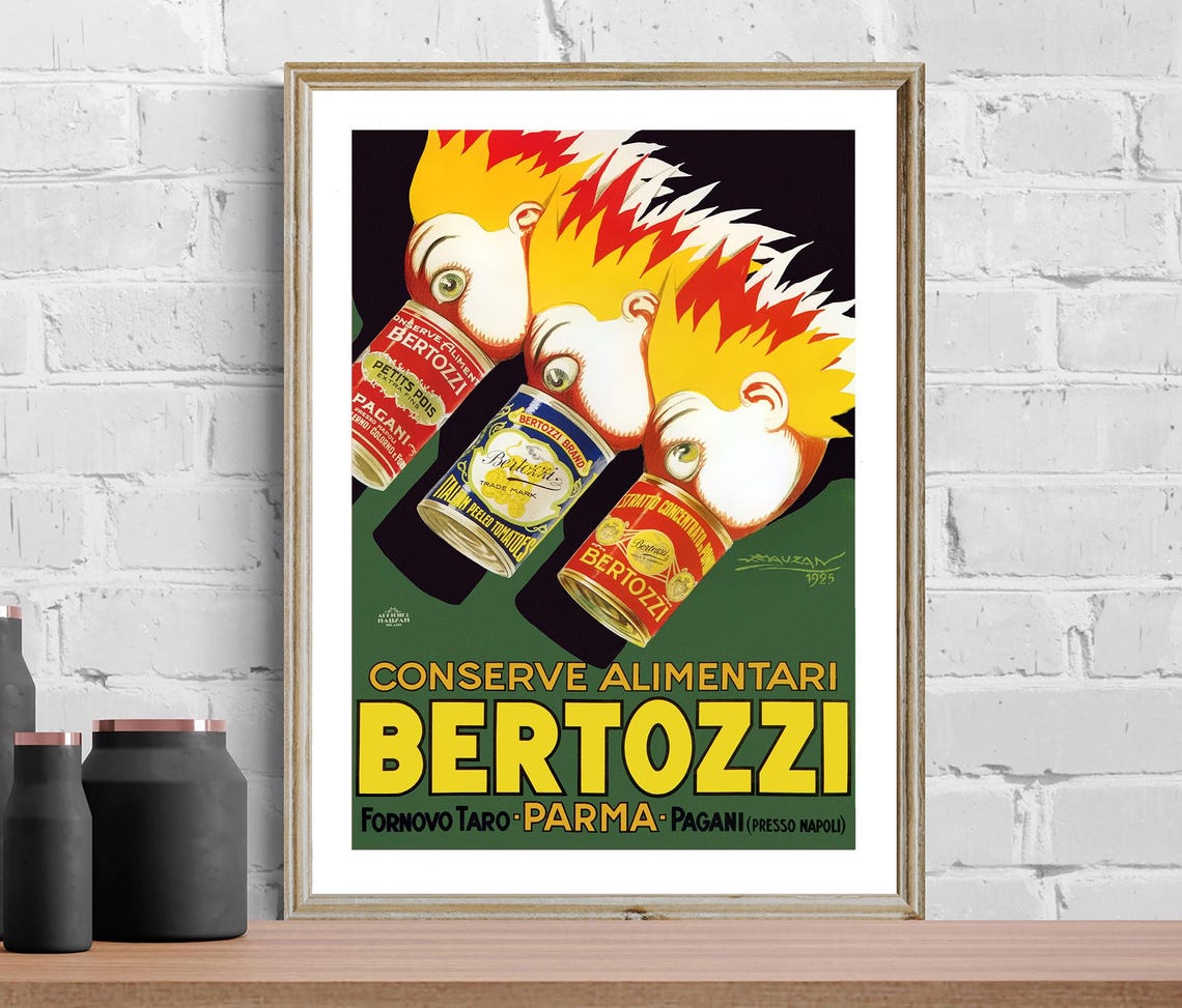 Conserve Alimentari Bertozzi Parma Italian Canned Food Vintage Poster - Image 2