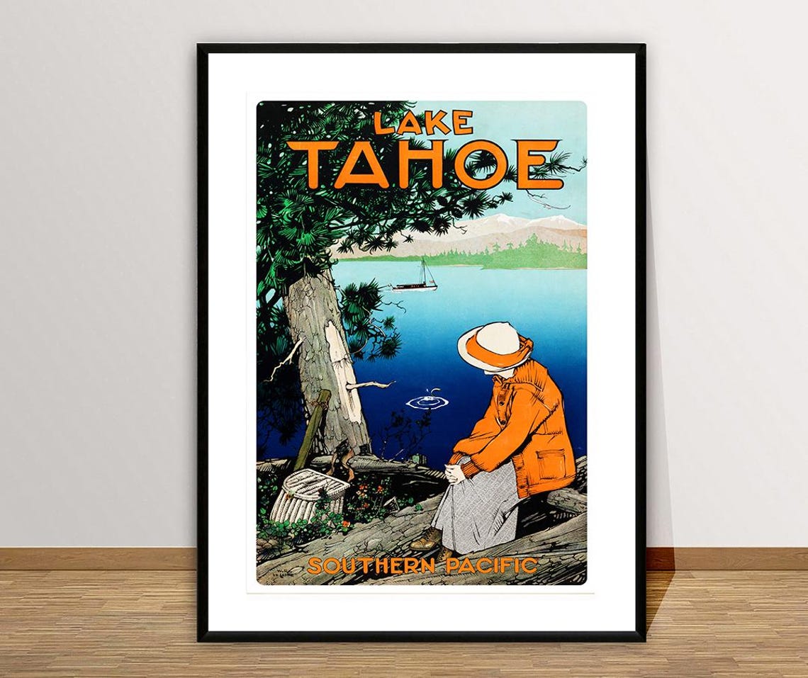 Lake Tahoe United States Vintage Travel Poster Travel Art Prints Travel Lake Tahoe Wall Decor Gift Idea - Image 2