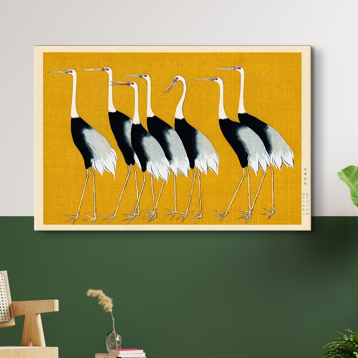 Ogata Korin Cranes in a Row Vintage Japanese Bird Art Poster