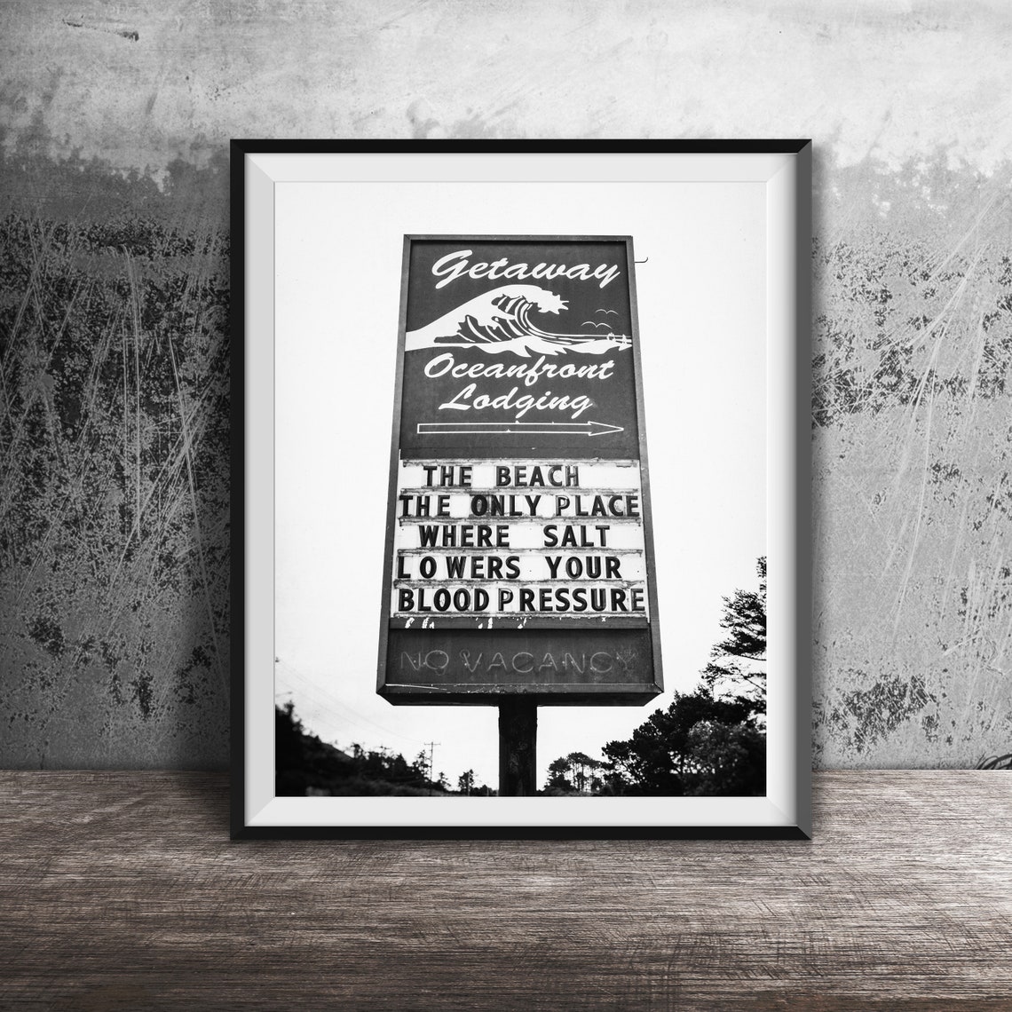 Getaway Oceanfront Lodging Funny Beach Quote Roadside Sign Poster - Image 2