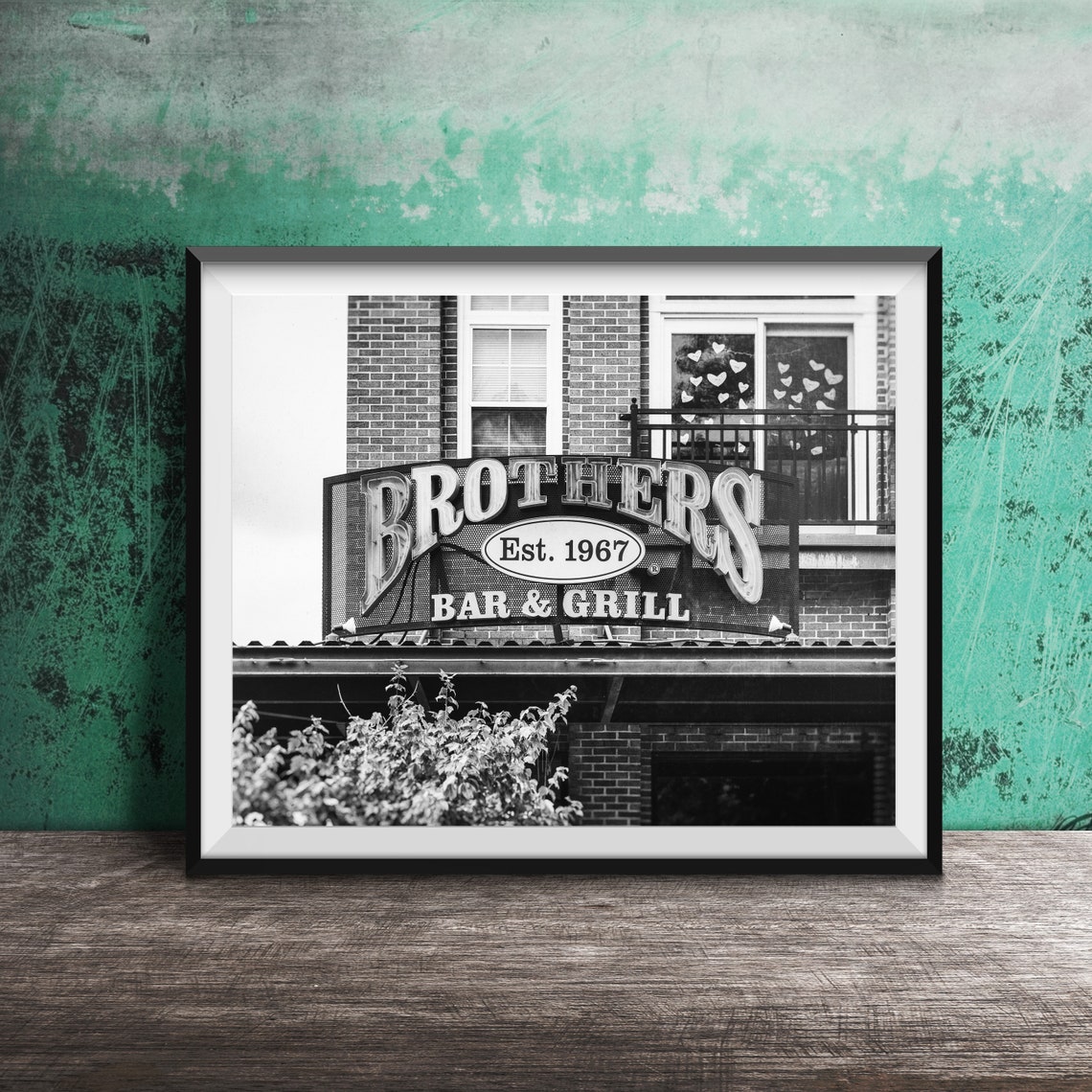 Brothers Bar and Grill Est 1967 Brick Building Facade Sign Poster - Image 2