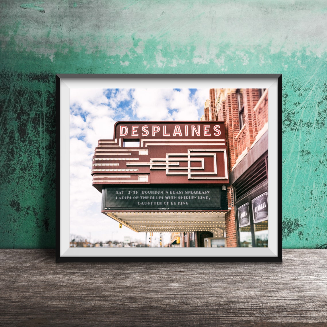 Des Plaines Theatre Art Deco Marquee Vintage Sign Photo Poster