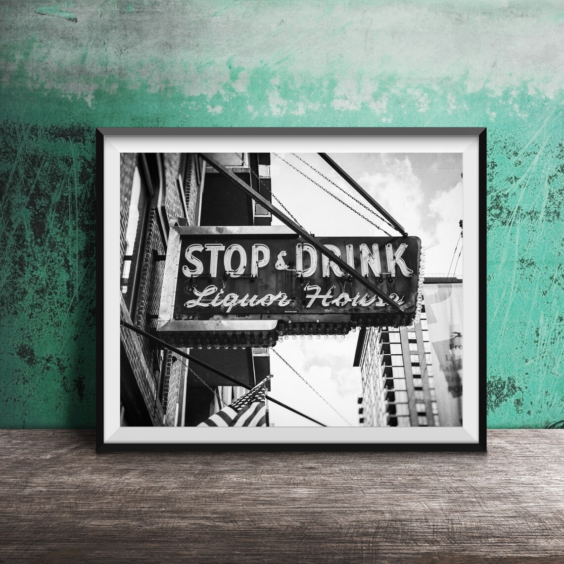 Stop and Drink Liquor House Vintage Neon Bar Sign Photo Poster - Image 2