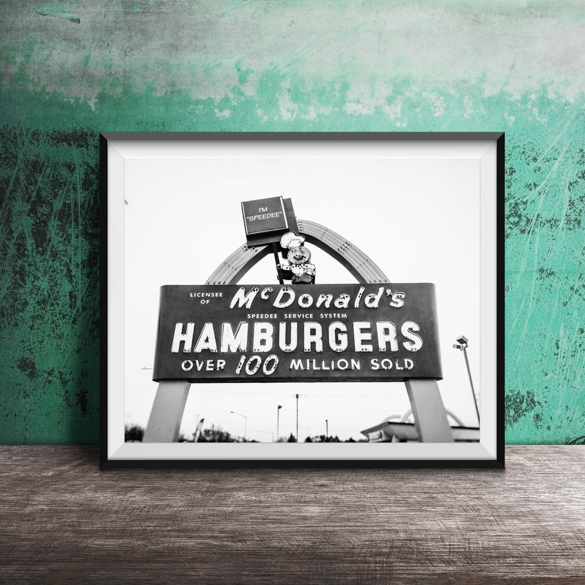 Vintage McDonalds Golden Arches Speedee Hamburger Sign Poster - Image 2