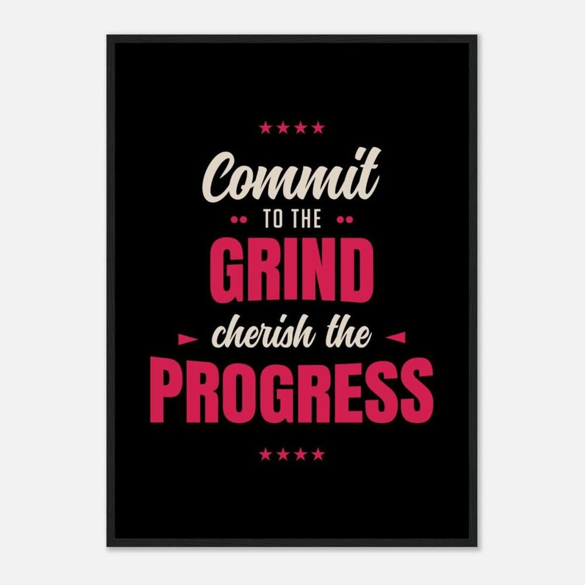 Commit To The Grind Cherish The Progress Poster Black Red Bold Living Room - Image 2