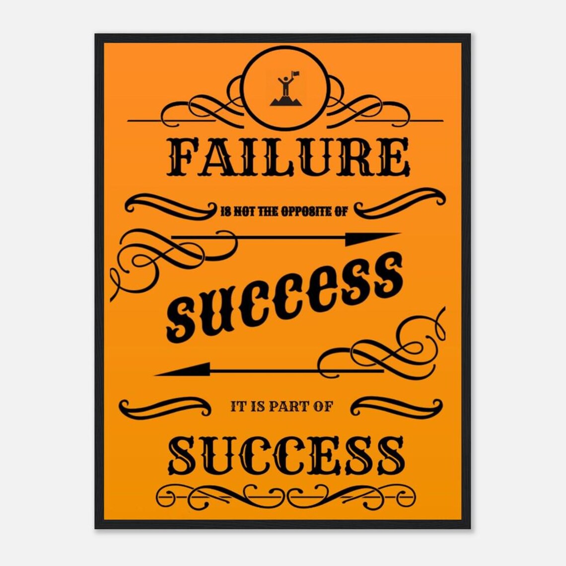 Failure Is Not Opposite Of Success Poster Vintage Orange Motivational Quote - Image 2